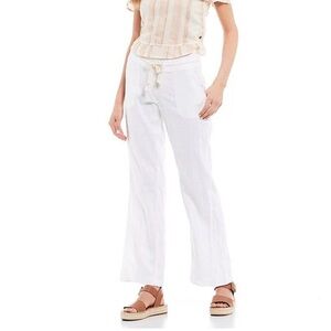 Roxy Oceanside White Linen Blend Pants Size M